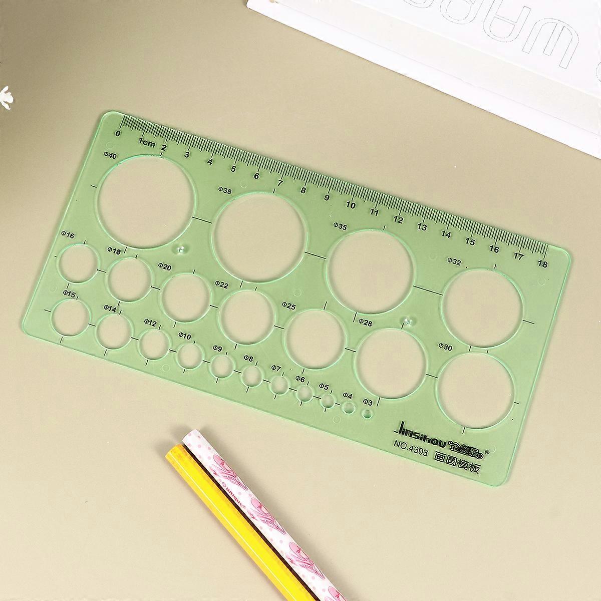 2PCS Transparent Plastic Rulers Geometric Templates for Drawing Measuring Math Tool for School Office Green