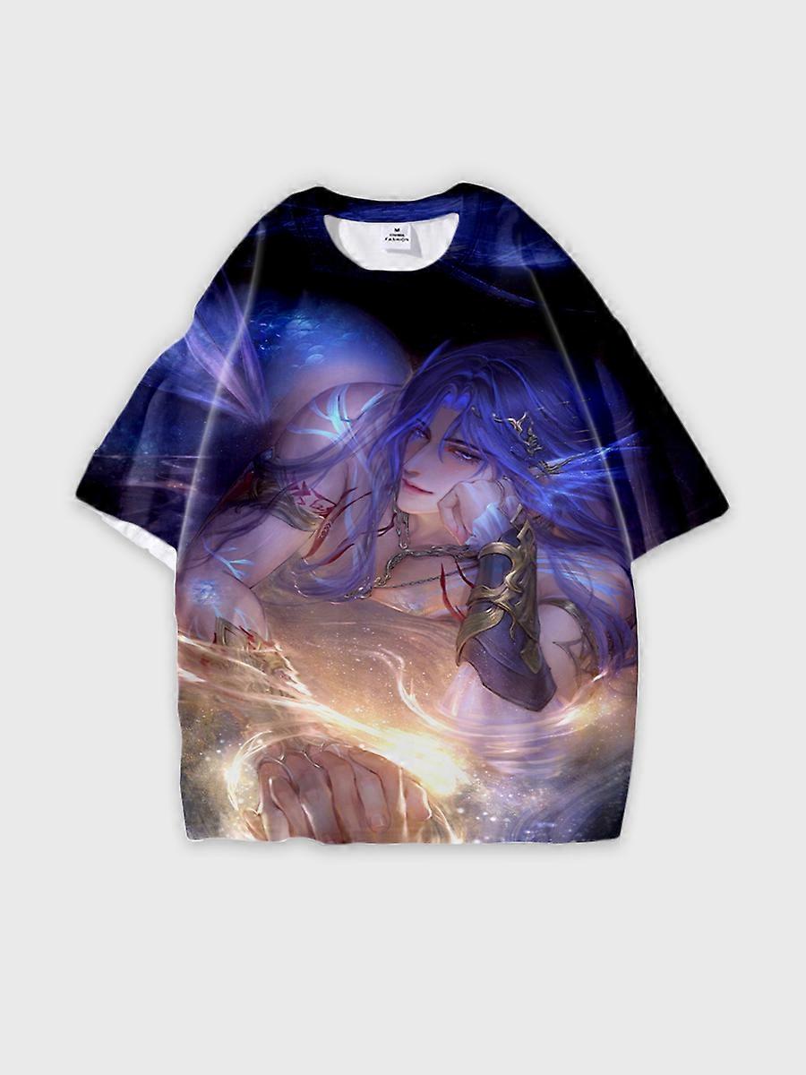 T-shirt round neck Role Pattern loose short sleeve B610