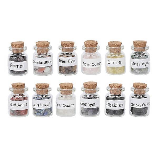 12 pcs crystal stone bottles set natural healing stones wish bottles for chakra reiki meditation