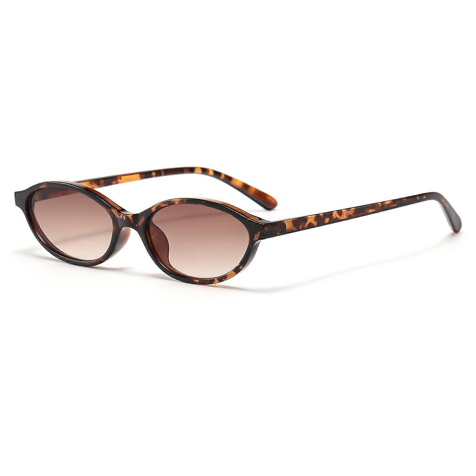 Oval Retro Sunglasses Unisex Vintage Cateye Style UV400 Glasses Leopard Pattern Frames