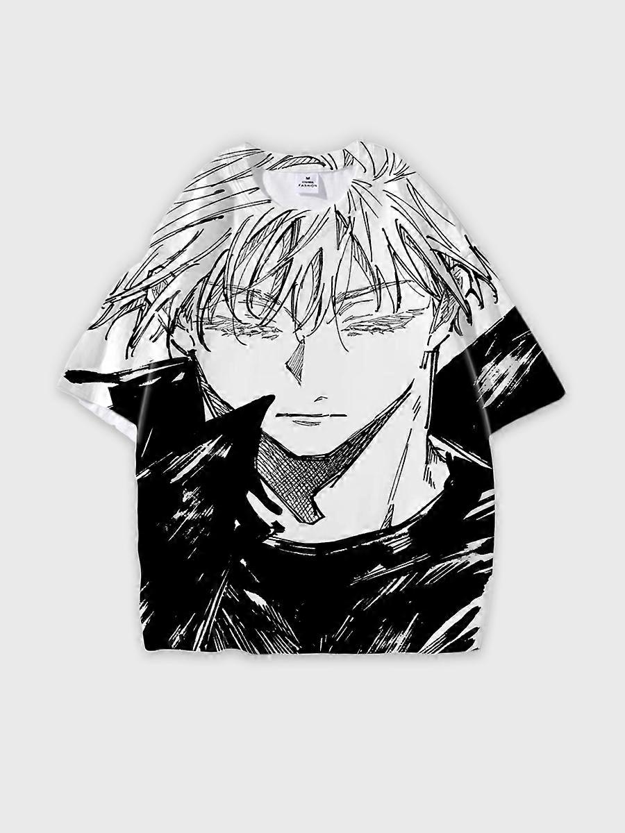 T-shirt round neck Character Pattern loose short sleeve P405