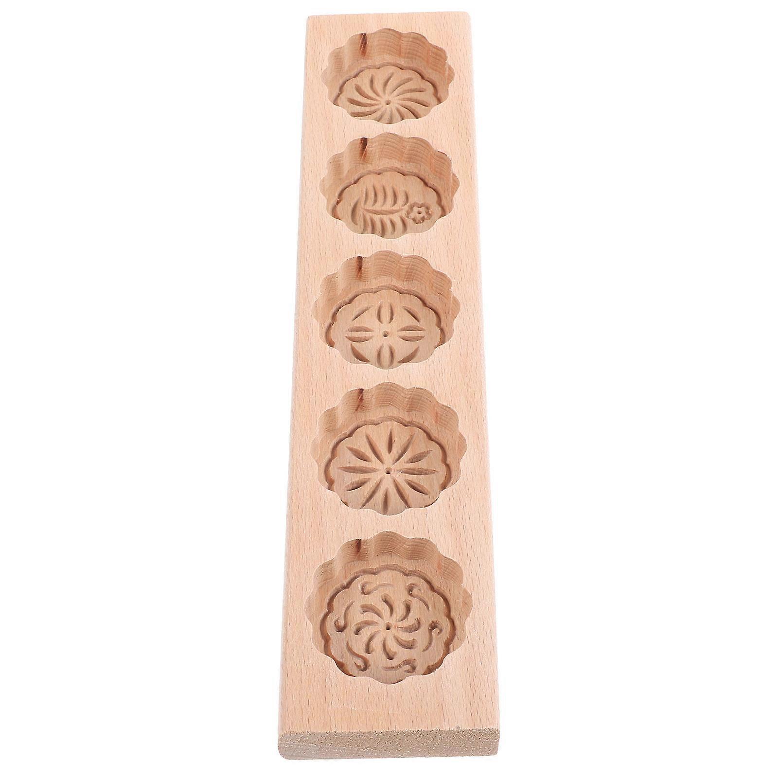 Wooden Moon Cake Mold for Home Use Light Brown Pastry Baking Tool Easy to Clean and Use 1 Count