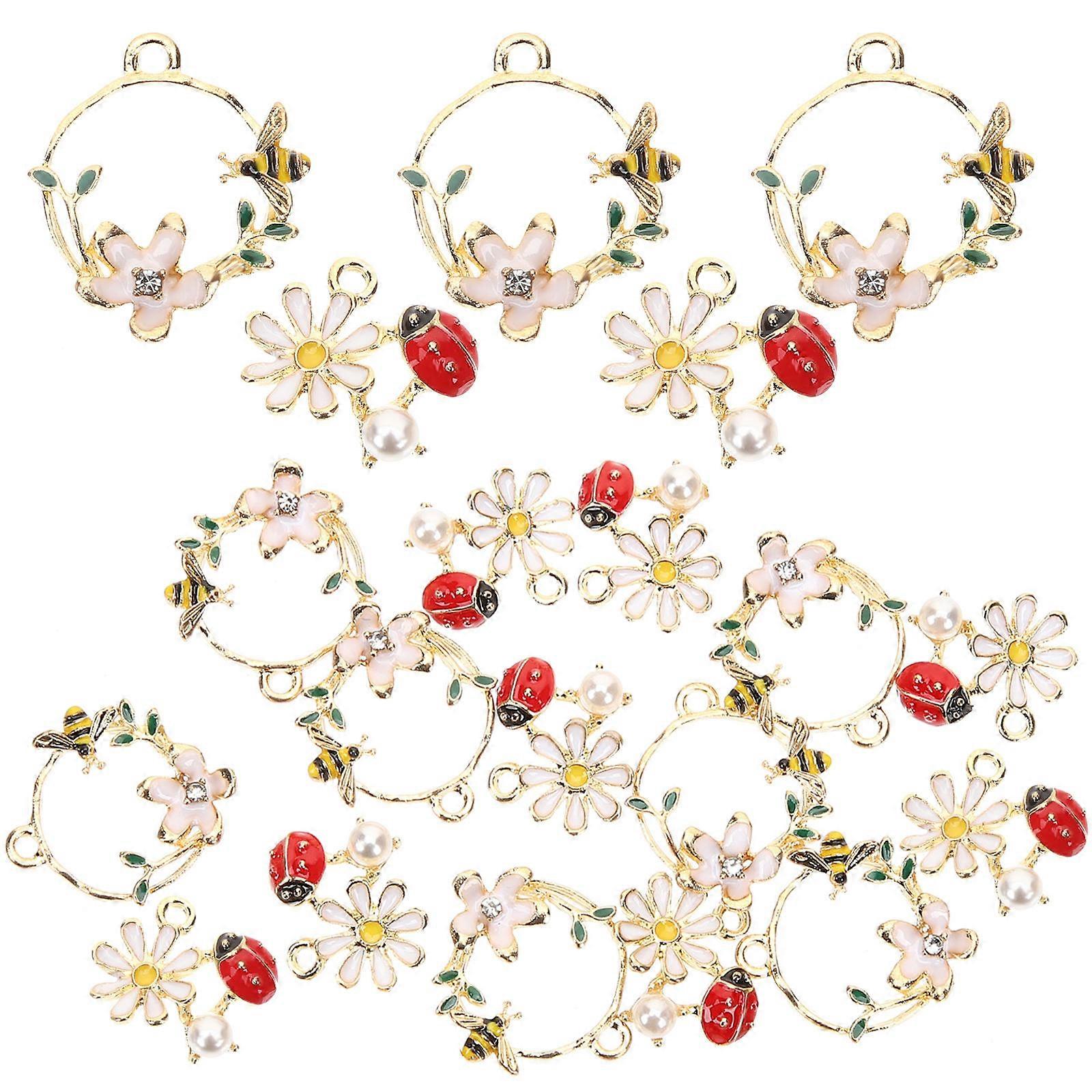 Ladybug, Bee & Flower Charms Set Durable Jewelry Making Kit for Bracelets, Necklaces, Earrings, Keychains & Bag Ornaments 20pcs