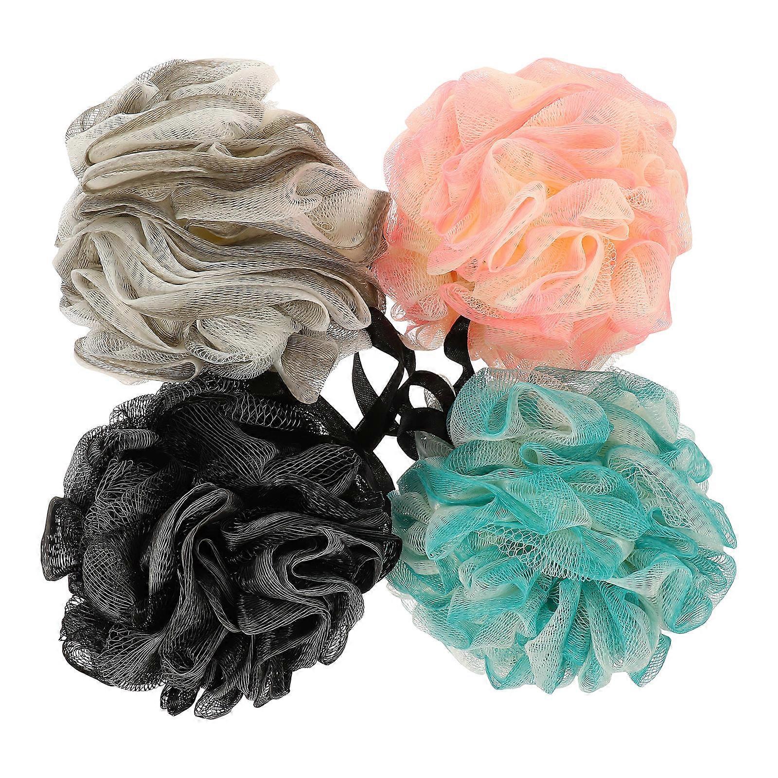 Exfoliating Bath Ball for Gentle Body Skin Cleaning with PE Material Assorted Color 4pcs Set