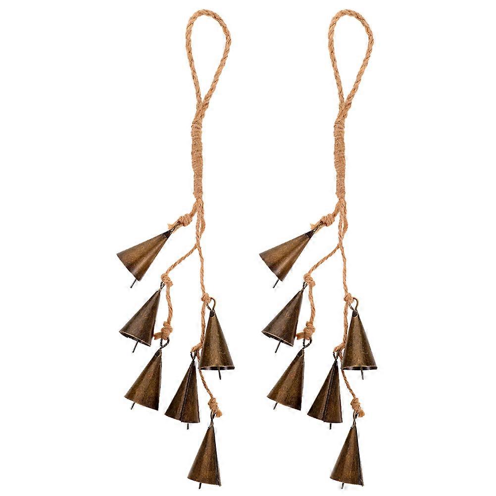 Wind Chime Decoration Witch Bell Door Handle Bell Pendant 32x4.5cm Round Shape Vintage Style 2Pcs