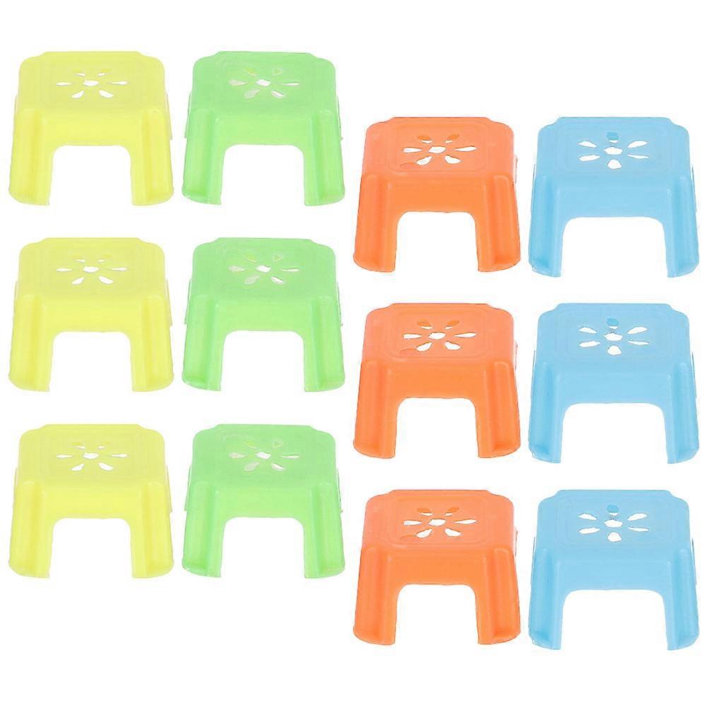 Miniature Stool 12Pcs Multi Plastic Stools for Party Use Doll House with Versatile Use