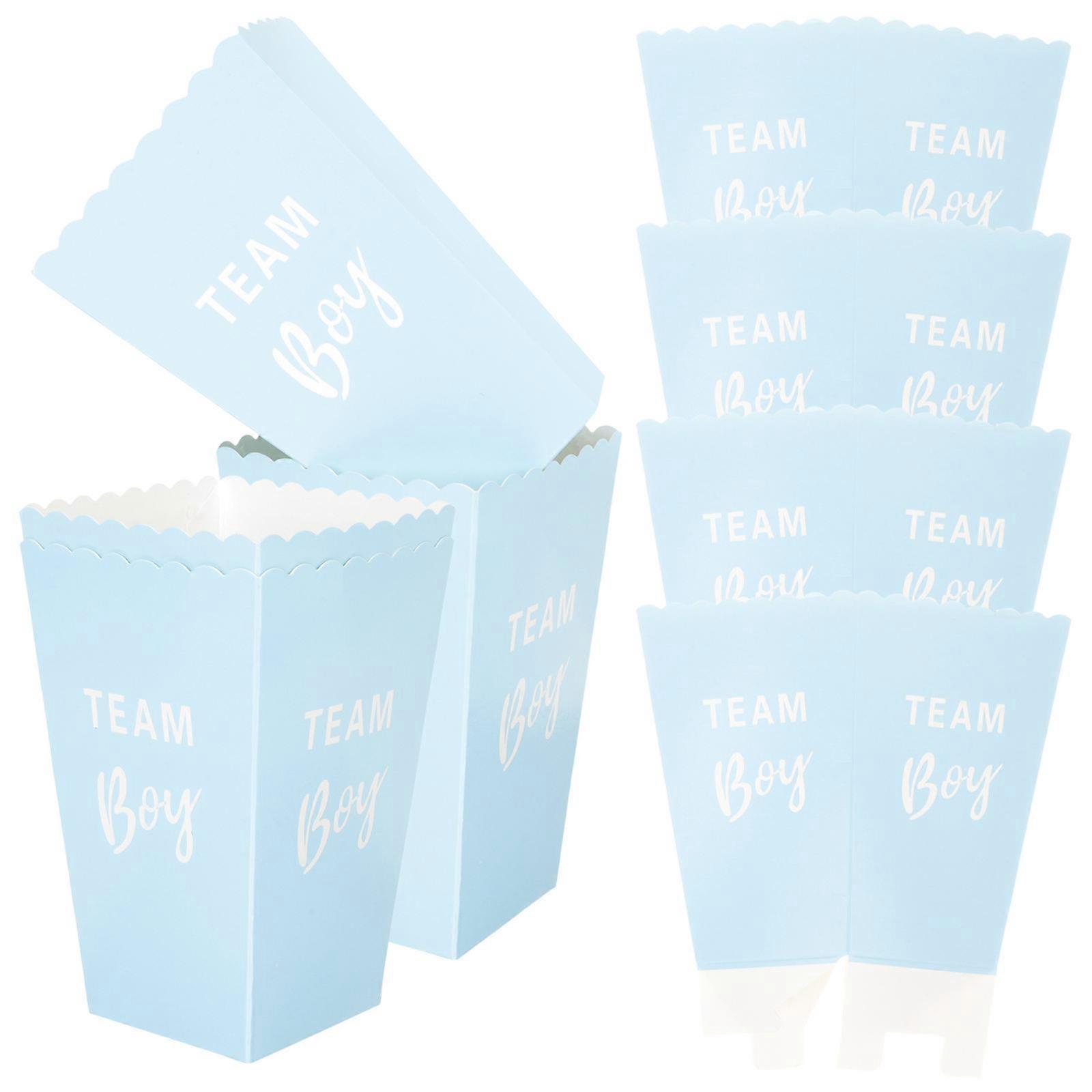 Blue Paper Popcorn Boxes for Gender Reveal Party Favors Safe and Stylish Presentation 20pcs