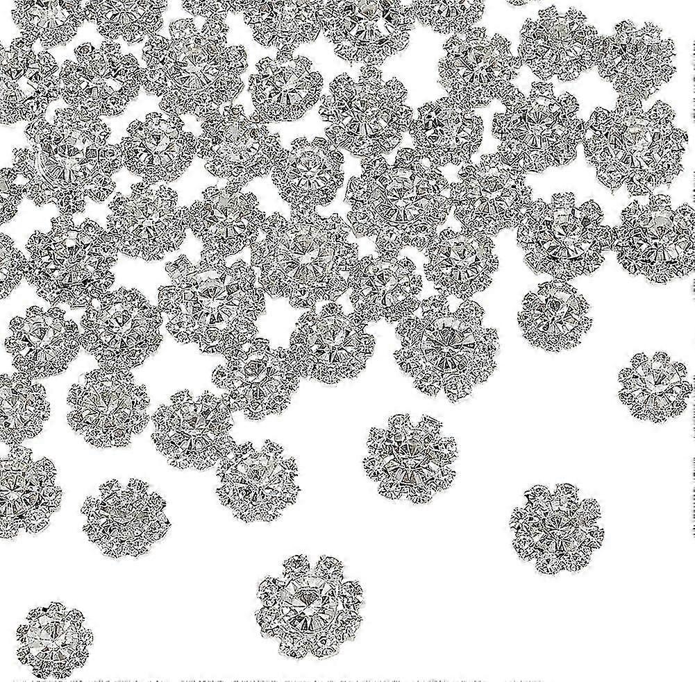 2025 60pcs Rhinestone Embellishments Flatback Buttons 4 Sizes Shiny Alloy Crystal Buttons Floral Sew On Buttons Cubic Zirconia Buttons for DIY Crafts