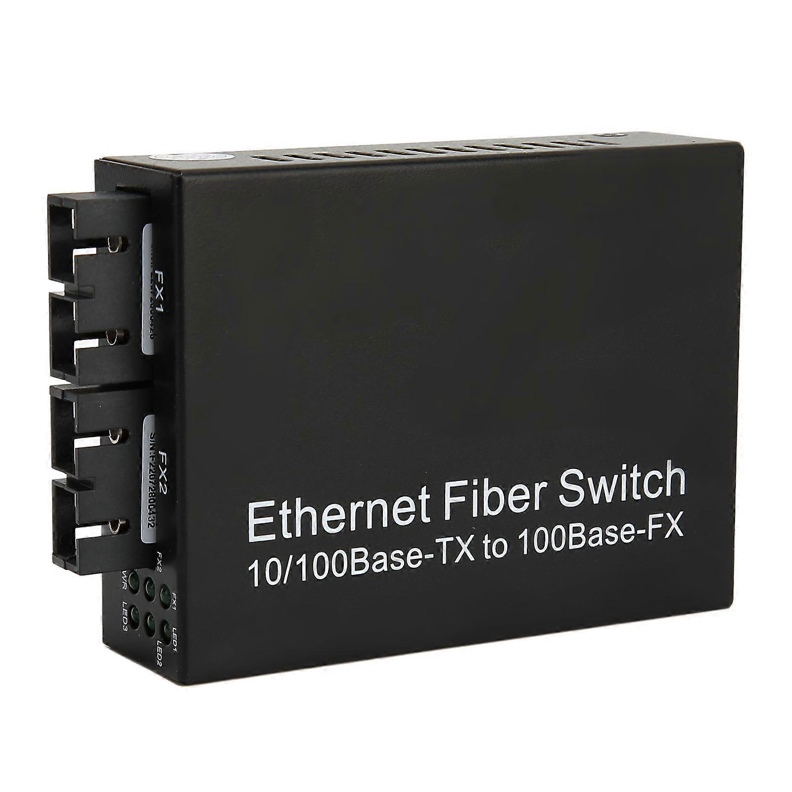 Fiber Media Converter Tx1310nm SC Dual Fiber Single Mode 100Mbps Fiber Optic Transceiver Up to 25km RJ45 Port 100‑240V EU Plug 