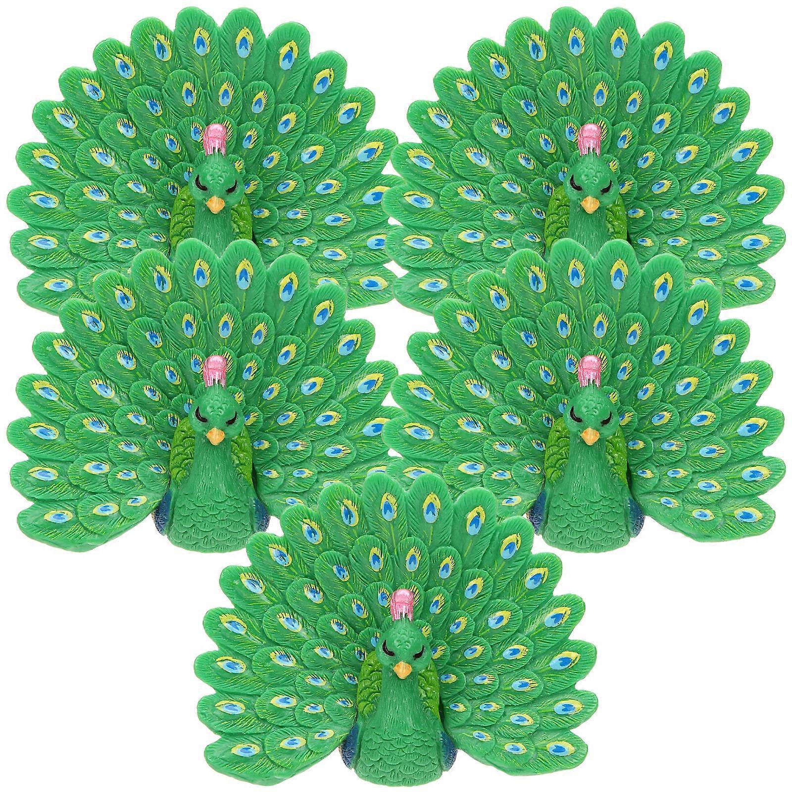 5 قطع واقعية الراتنج ميني طاووس التماثيل للمناظر الطبيعية الصغيرة DIY ، الجدول ، الحديقة والديكور المنزلي