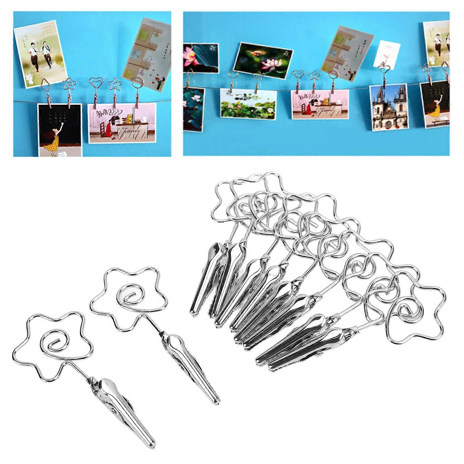 10Pcs Name Card Clips Metal Double Headed Strong Clip Sturdy Durable Wide Application Number Card HolderSilver 