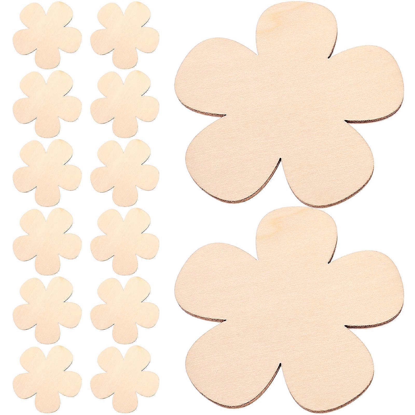 DIY工芸品と装飾のためのカーキ色の木製スライス60ピース花の形の木製バレンタインデーの装飾