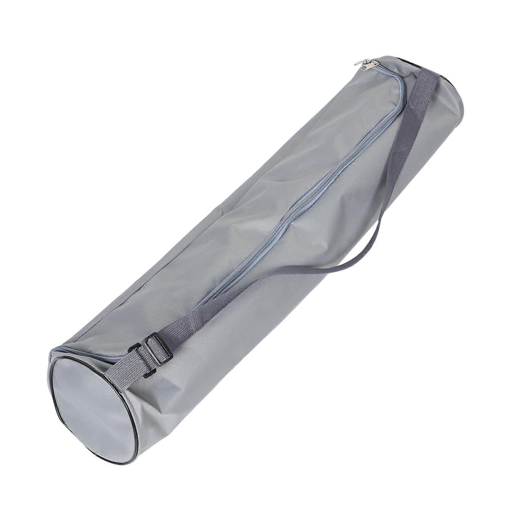 Yoga mat with waterresistant material, fulllength zipper, and adjustable shoulder strap for travel and yoga exercises.