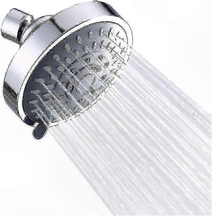 Chrome Shower Head with 5 Settings, High Pressure Rainfall Design, Water Saving and Anti-Limescale, 2.5 GPM Fixed Head