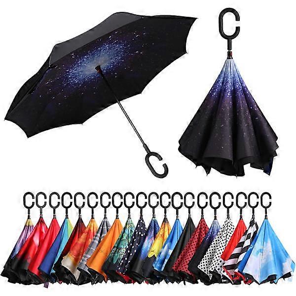 Inverted Umbrella, Double Layer UV Protection Windproof Umbrella