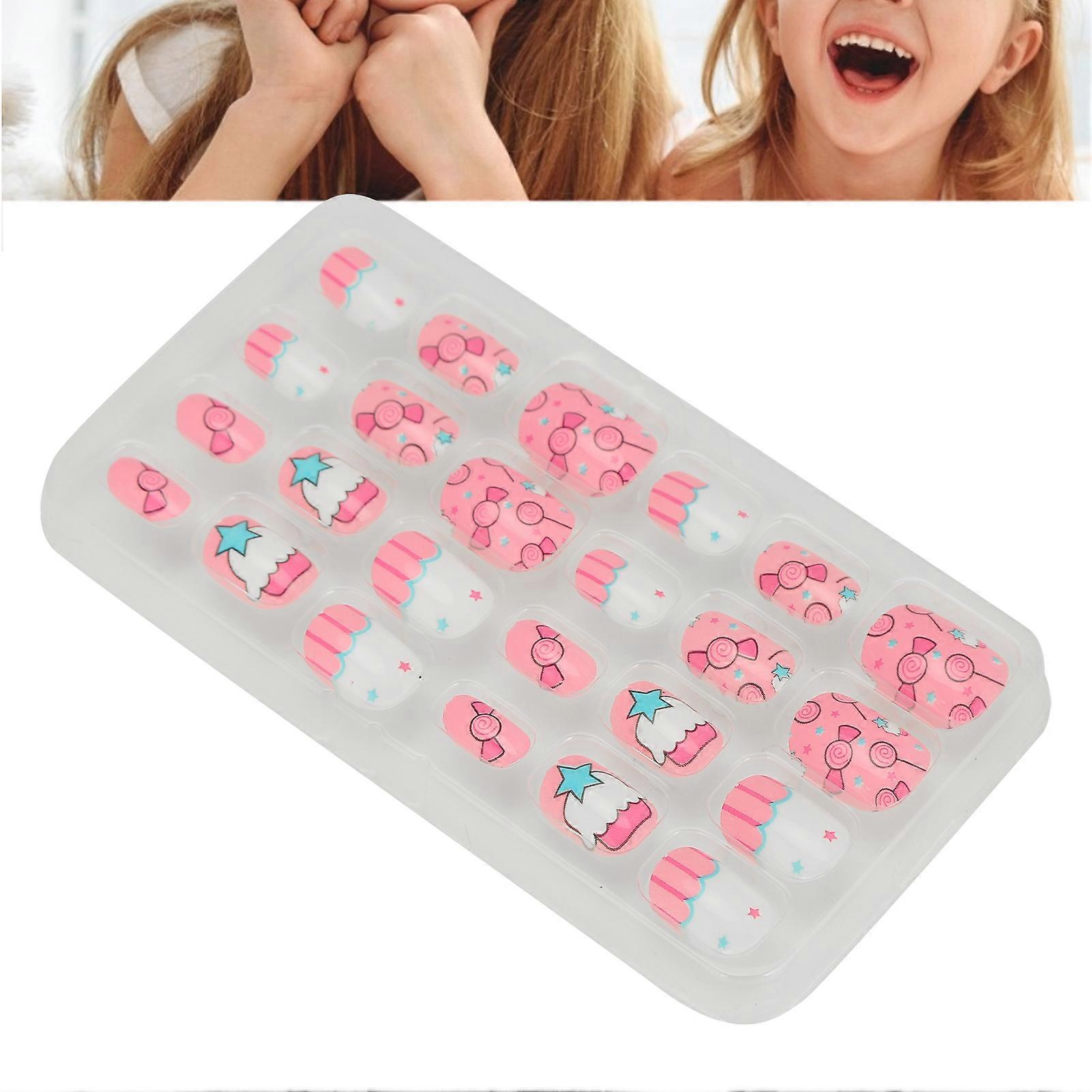 24pcs Removable Kids False Nails Cartoon Pattern Full Cover Artificial False Nails#02 