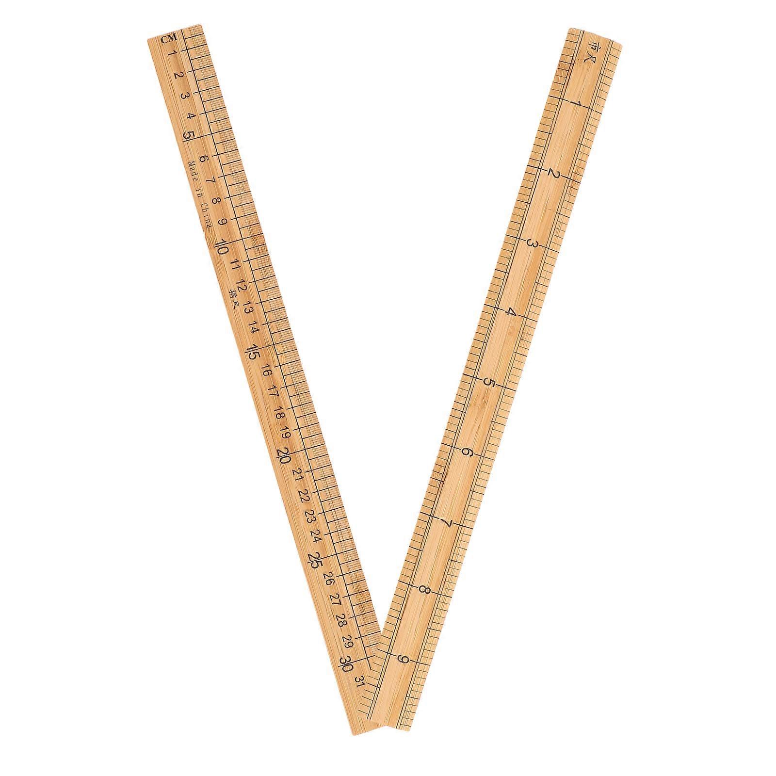 Dress Makers Ruler 2Pcs Bamboo Measuring Tool Double-Sided Scale Perfect For Learning And Teaching 33Cm Portable Solution For Travel And Home Use