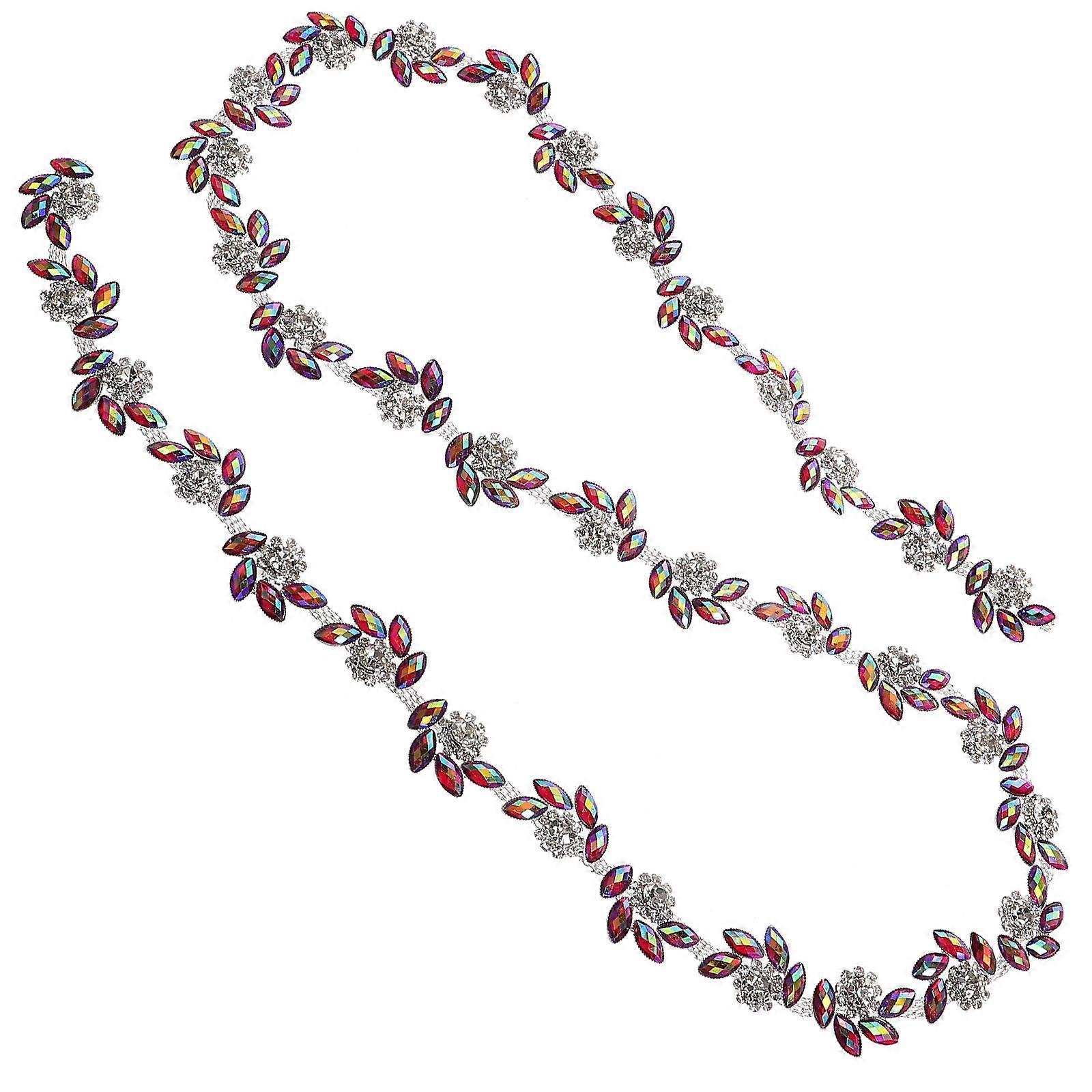 DIY Rhinestone Chain Applique Decorative Patch For Dresses Shoes Skirts 0.6X1.9X93CM Purple 1Set