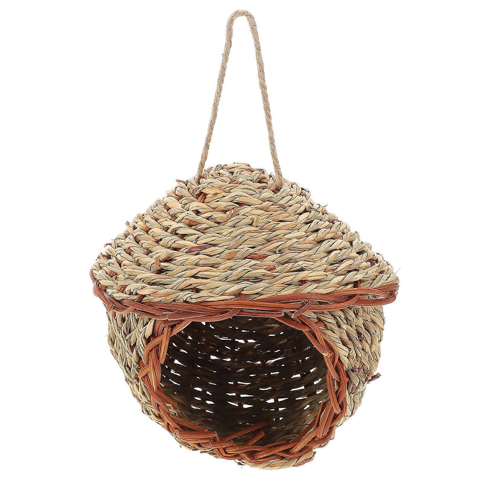 Handwoven Straw Nest for Birds Provides Natural Safe Environment Ideal for Parakeets Budgerigar Small Pets Size L