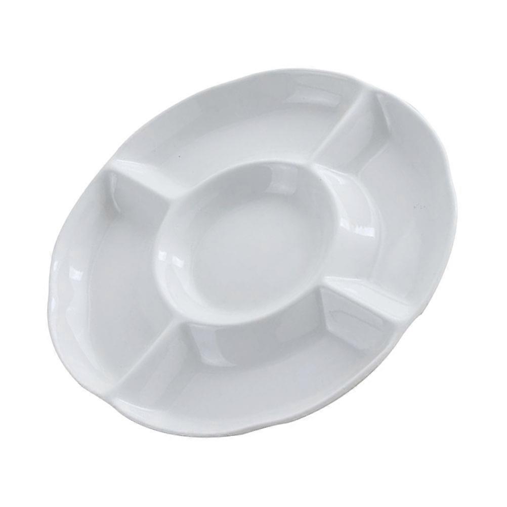 Elegant White Food Tray with 5 Divided Sections for Snacks and Appetizers, Perfect for Kitchen Use
