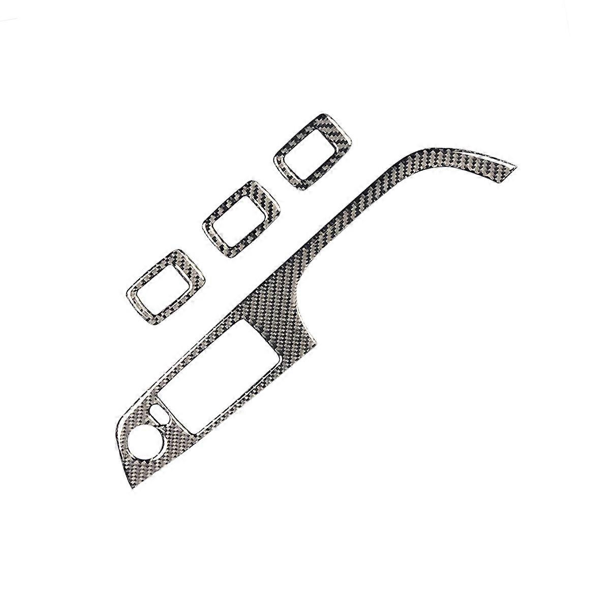Black Carbon Fiber Window Control Switch Sticker for Car Decoration Easy to Install Fit for E90 3