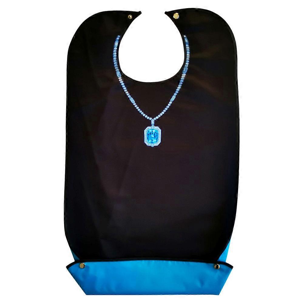 Black Polyester Adult Bib with Button Design for Easy Wear and Removal Lightweight and Foldable for Convenient Storage