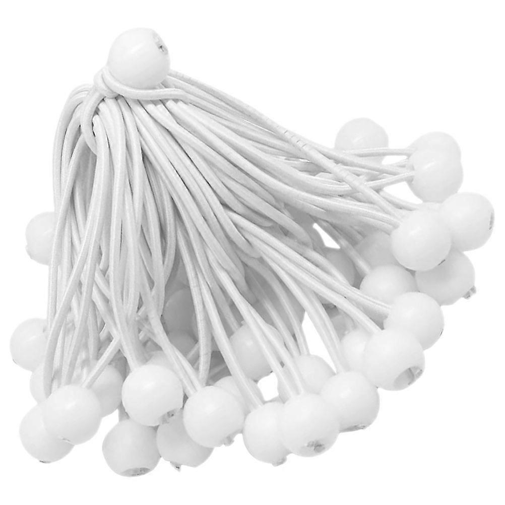 50Pcs Elastic Ties Bungee Cords For Canopy Tarp Securing Objects 150Mm White Ball Shape