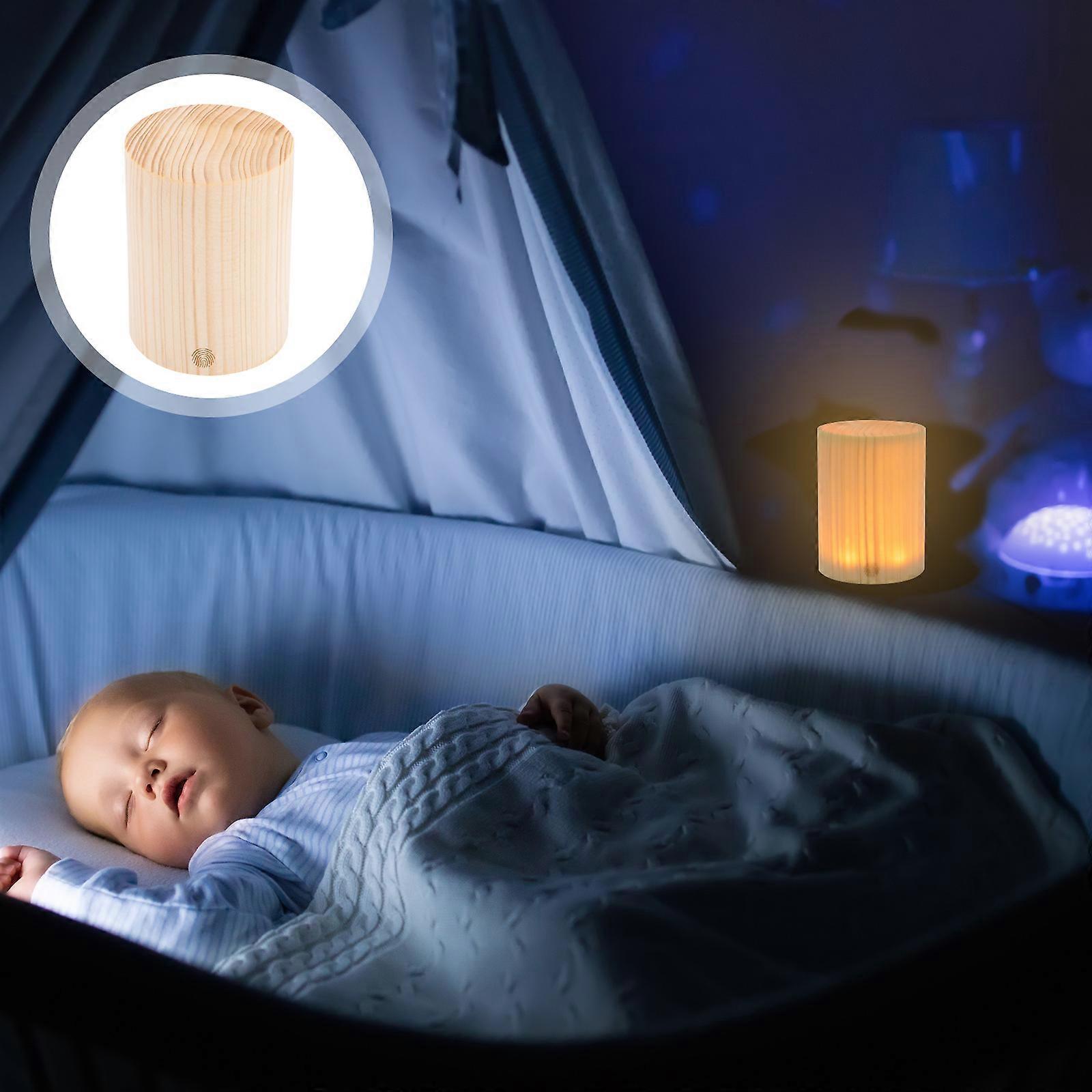 Bedside Nightstand Lamp Touch Control Table Lamp LED Wood Desktop Lamps