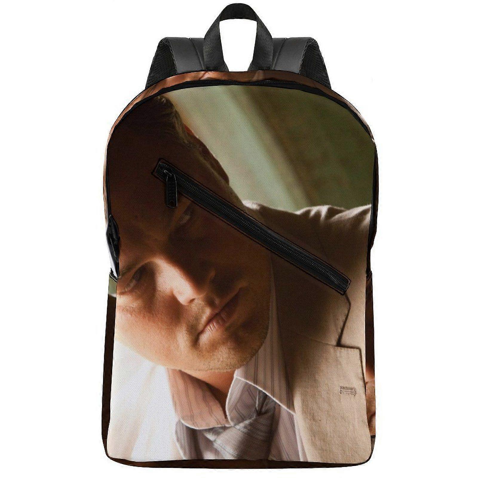 w2719 Leonardo DiCaprio Ergonomic 300D PU Backpack with Spacious Storage and Cushioned Back Support for Long Use u2719