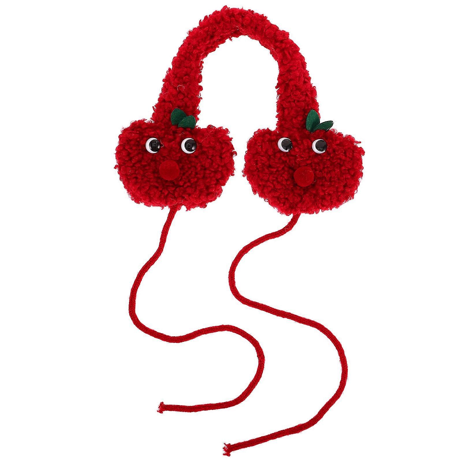 Red Knit Ear Muffs for Women Warm and Comfortable Winter Ear Protection Foldable