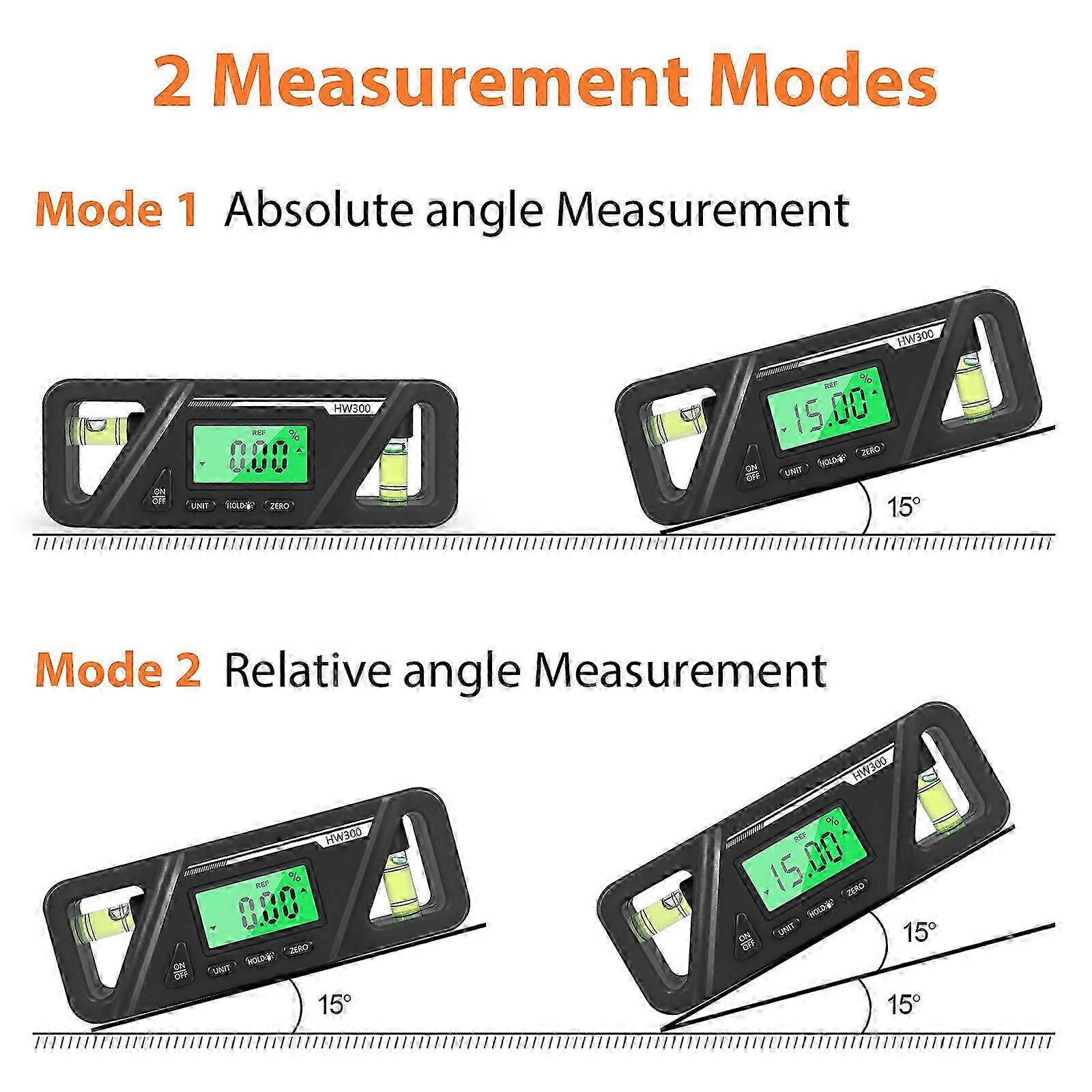 2025 Upgraded Digital Spirit Level & Protractor Magnetic Base Electronic Bubble Inclinometer Angle Finder Bright LCD Display black