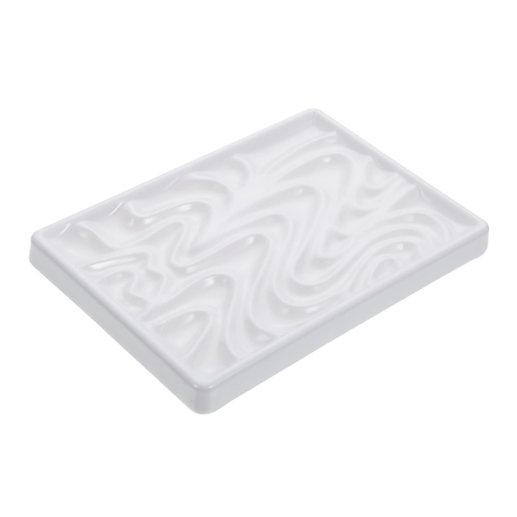 Wave Pattern Color Palette for Watercolor Gouache and Pigments, 1 Piece Ceramic Imitation, Easy to Clean for Artists and Crafters, 20.5X14.5