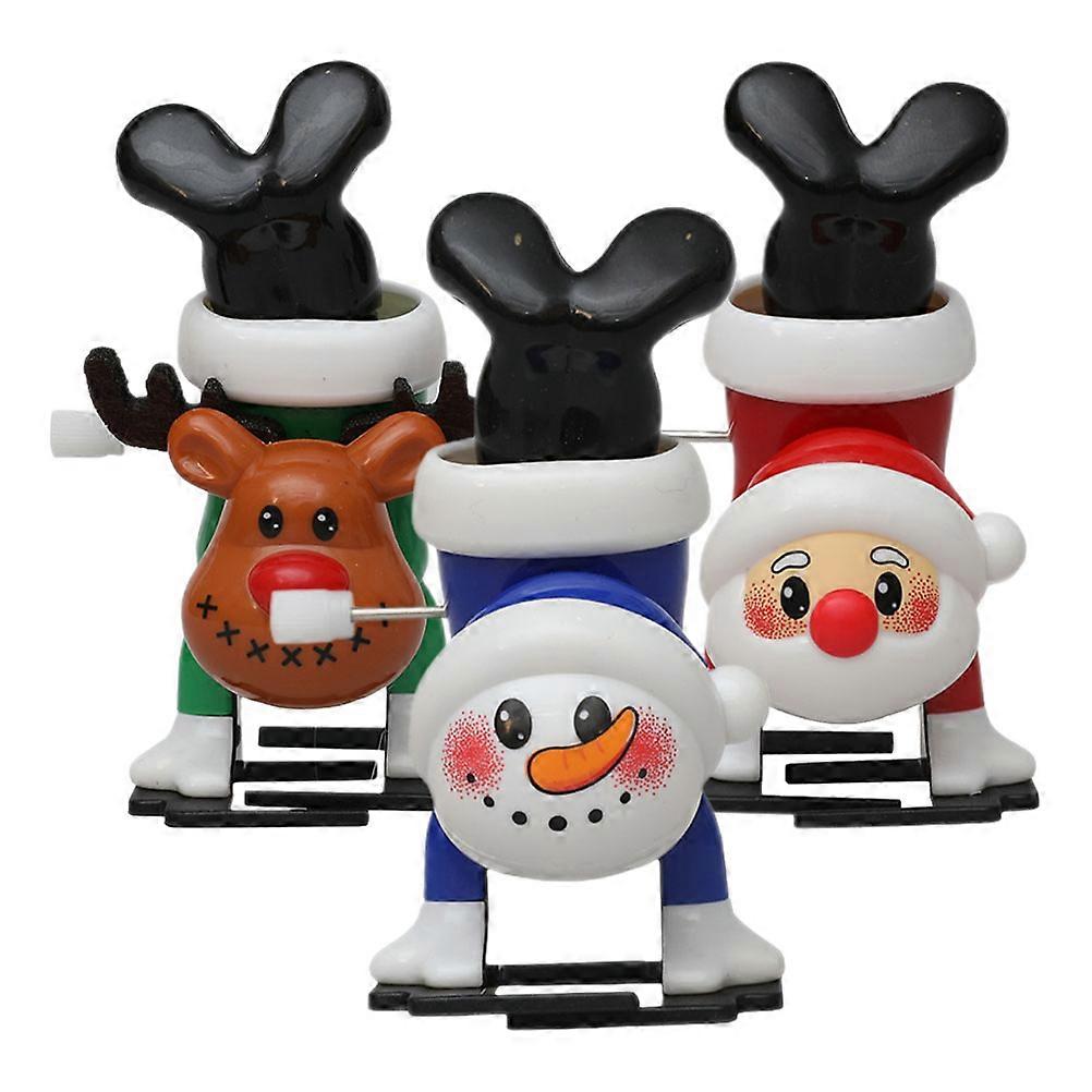 3Pcs Christmas Wind Up Toys Jumping Motion Children Santa Claus Snowman Reindeer Assorted Color For Entertainment