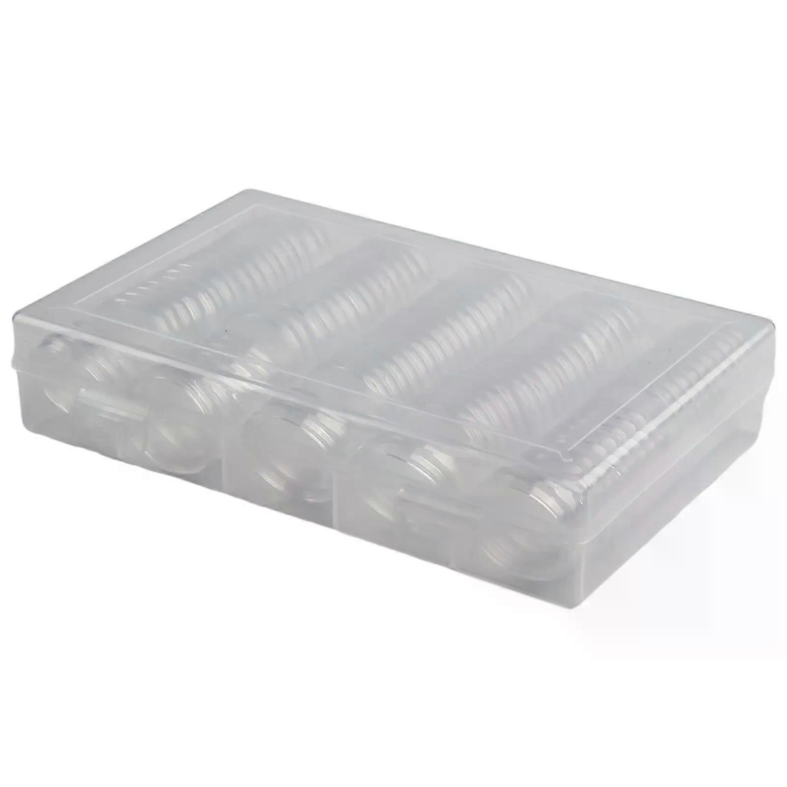 100pcs 25mm Clear Round Coin Capsule Container Storage Box Holder Portable Case Neatly Trimmed Edges Coins Collection