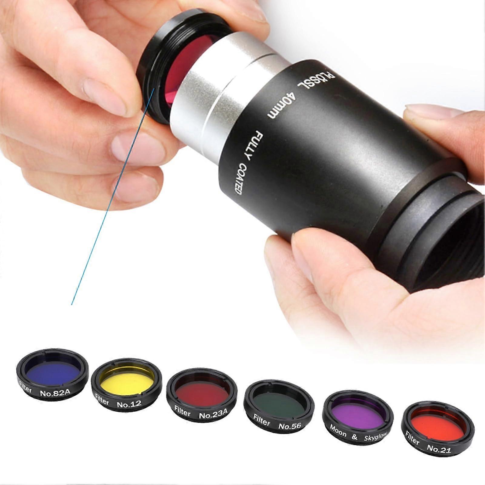 1.25 Inch Telescopic Eyepiece Filter Set (6 Pieces) for Moon and Planetary Observations