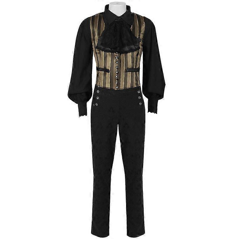 Medeltida Steampunk Skjorta Randig väst Viktorianska Byxor med hög midja Renässans Vintage Kläder för män