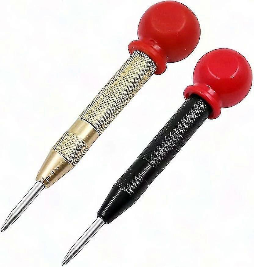 2pcs Automatic Center Punch 13cm Steel Adjustable Impact Precision Punch with Cap for Metalworking