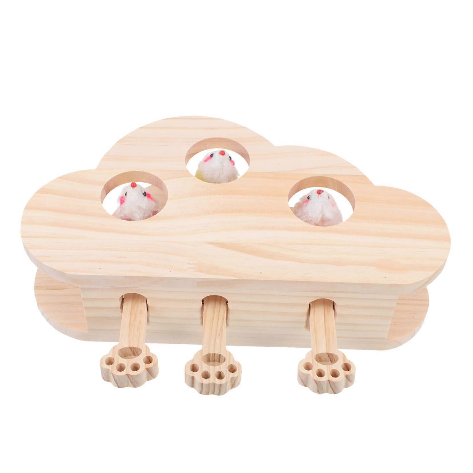 Wooden Cat Whack Interactive Teaser with Catnip for Indoor Cats - Exercise Toy to Prevent Scratching Furniture