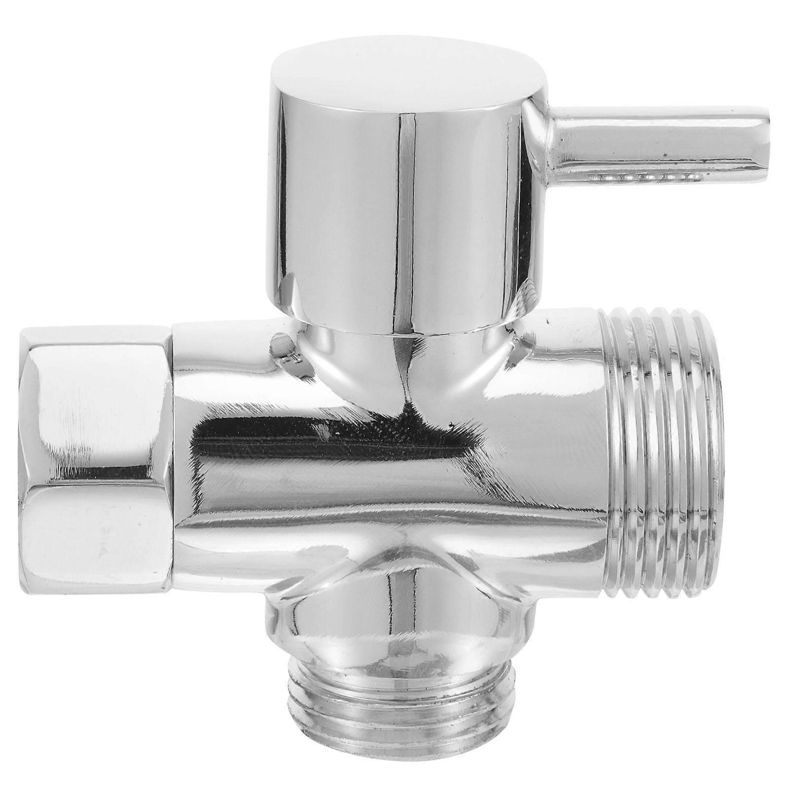 Kupfer 3-Wege-Umlenk-T-Stück Adapter 1/2 Zoll 3/4 Zoll T-Adapter Abschaltung für Duschkopf Wasserhahn Wasserfilter Badezimmer (Silber)