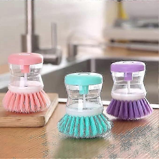 3 Pack soap Dispensing Palm Brushes (Aqua, Purple, Pink)