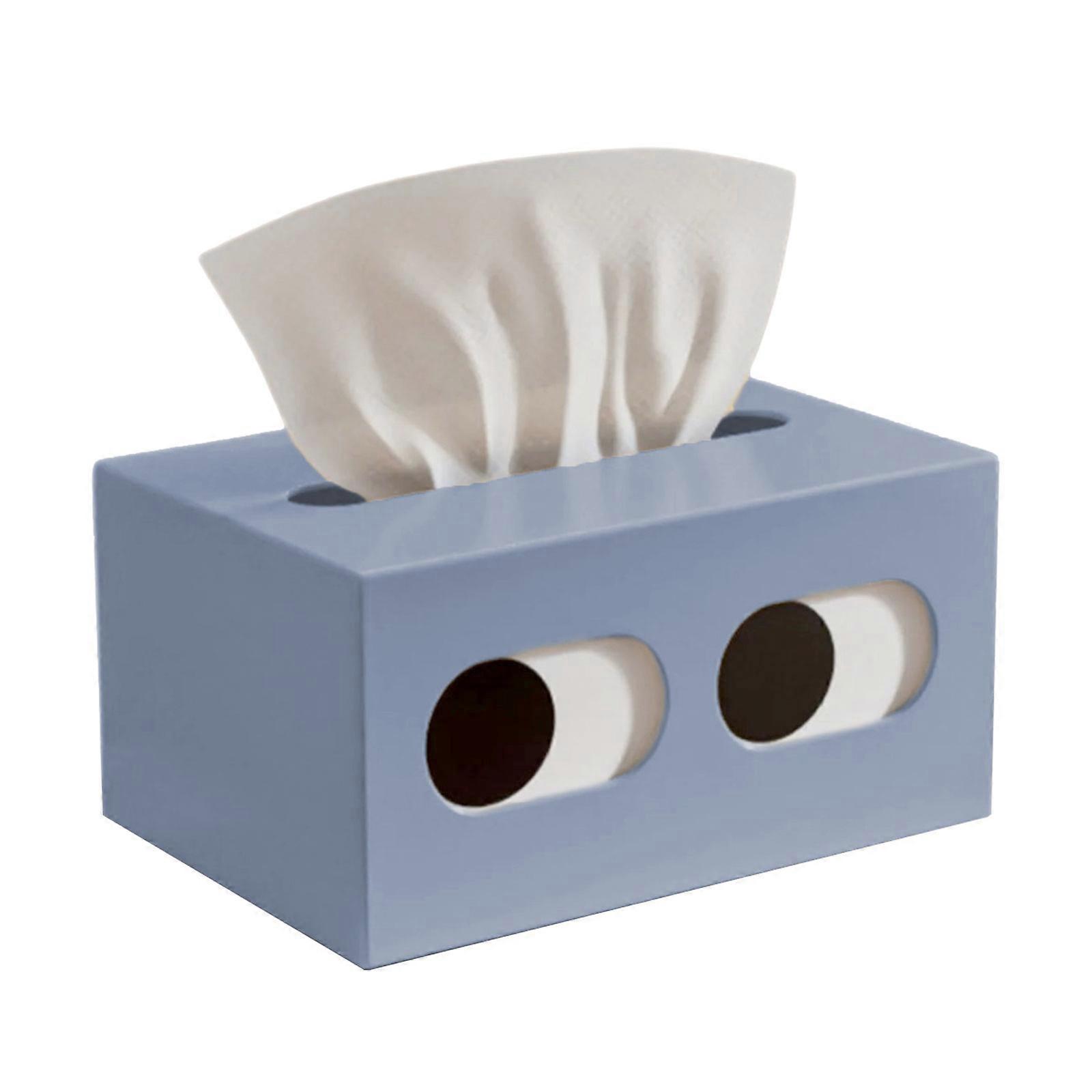 Distinctive Face Pattern Automotive Tissue Box Sturdy Plastic Materials With Rapid Pull Functionality  Blue