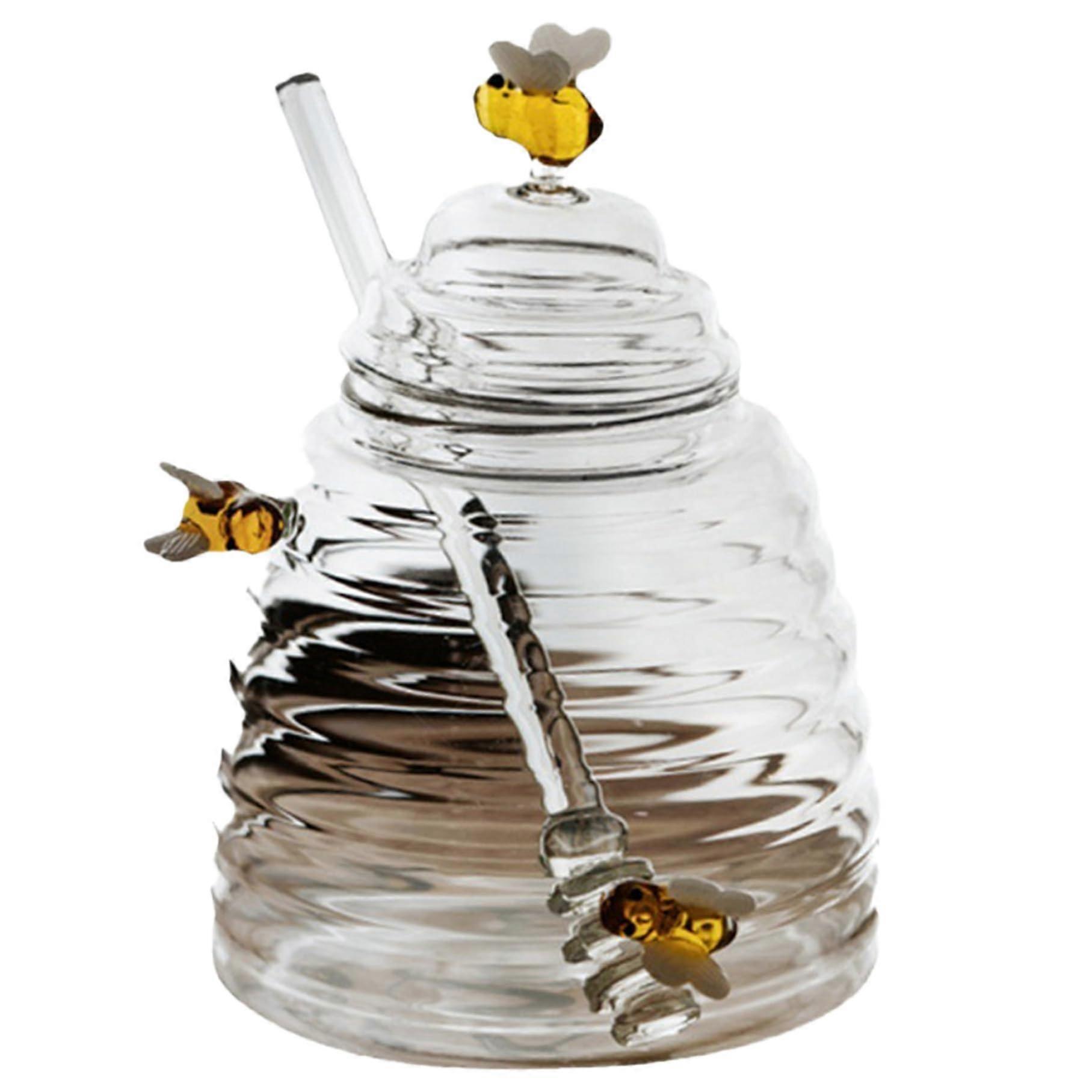 Honey Jar With Dipper, Glass Honey Jar With Lid, Honey Dispenser, Clear Glass Container For Home Kitchen