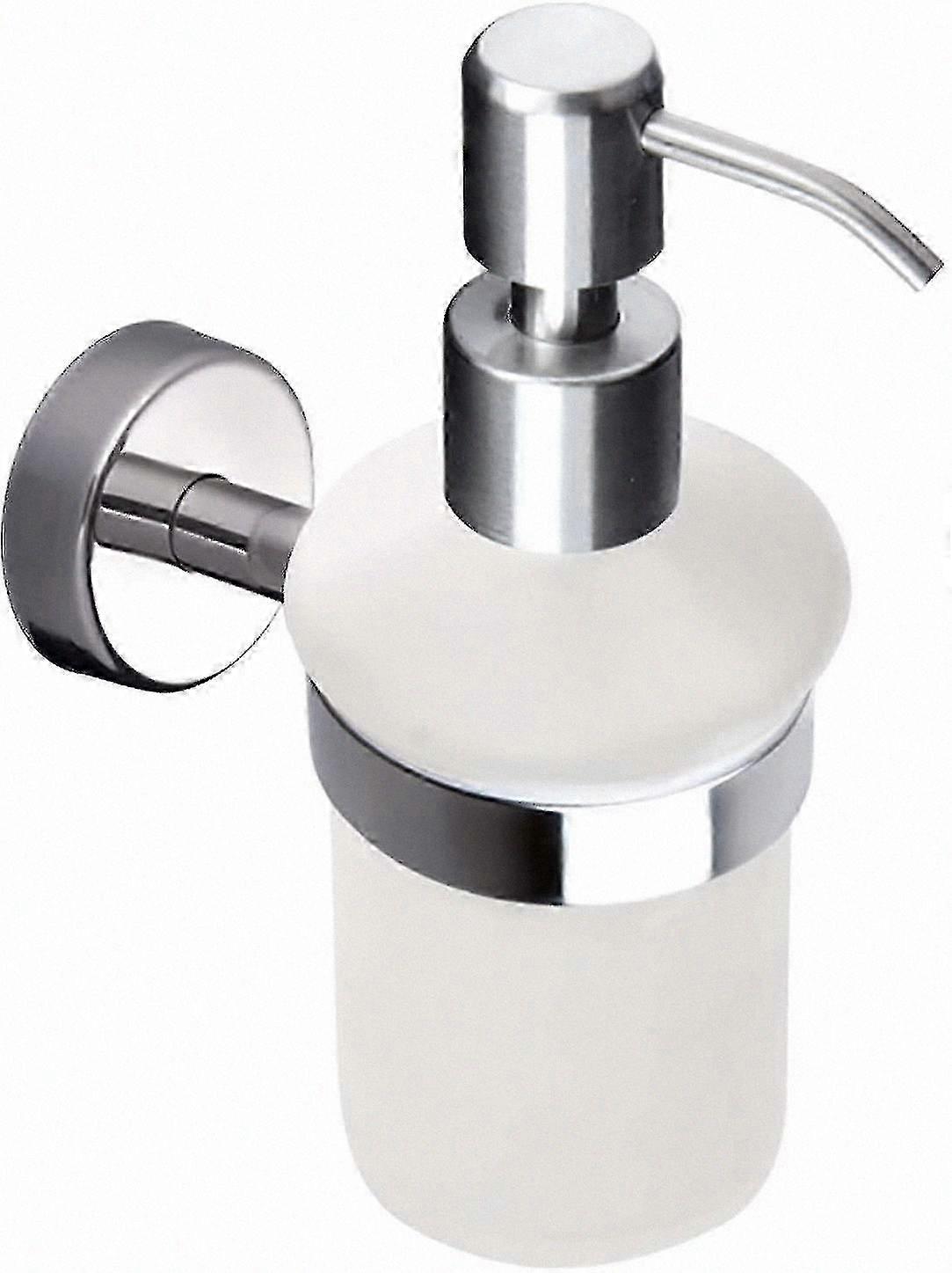 موزع صابون زجاجي بلوري مثبت على الحائط مع تشطيب من الفولاذ المقاوم للصدأ وحامل