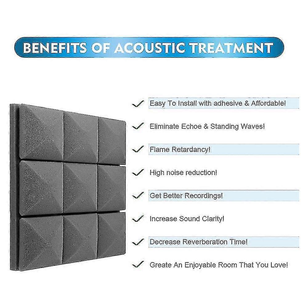 12pcs Adhesive Acoustic Foam Panels Sound Proof Foam Panels 2 X12 X...