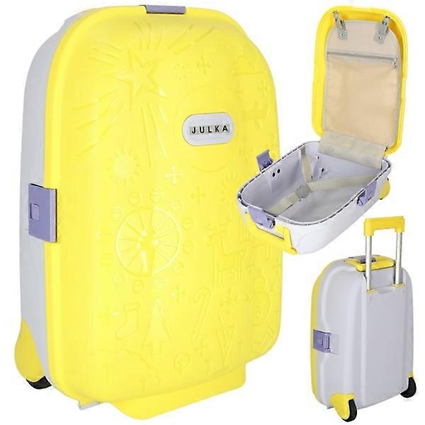 子供用旅行用スーツケース、車輪付き、手荷物、黄色