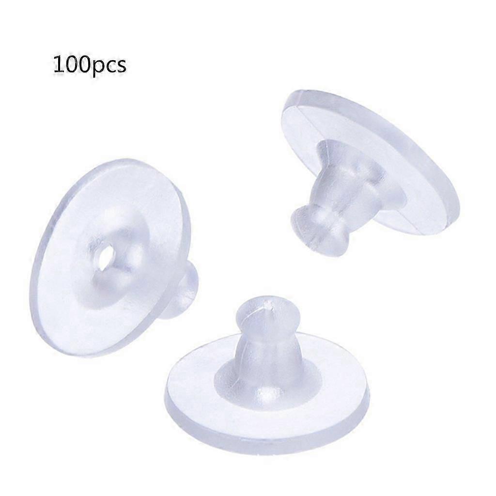 100 Pcs Silicone Rubber Earring Holders Backstops Soft Ear Plug Supplies For Diy