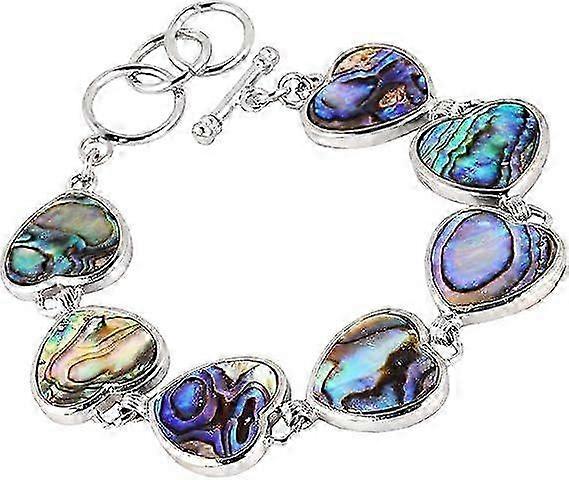 Natural Abalone Shell Bracelet for Women Men, Adjustable Link Bangle Bracelet for Unisex(heart)