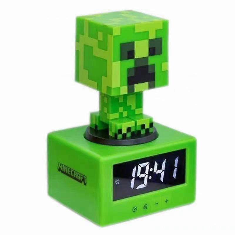 Minecraft Creeper מנורת שעון מעורר LED זוהר לילה אור שולחן עבודה תפאורה ילדים חדר שינה מתנה