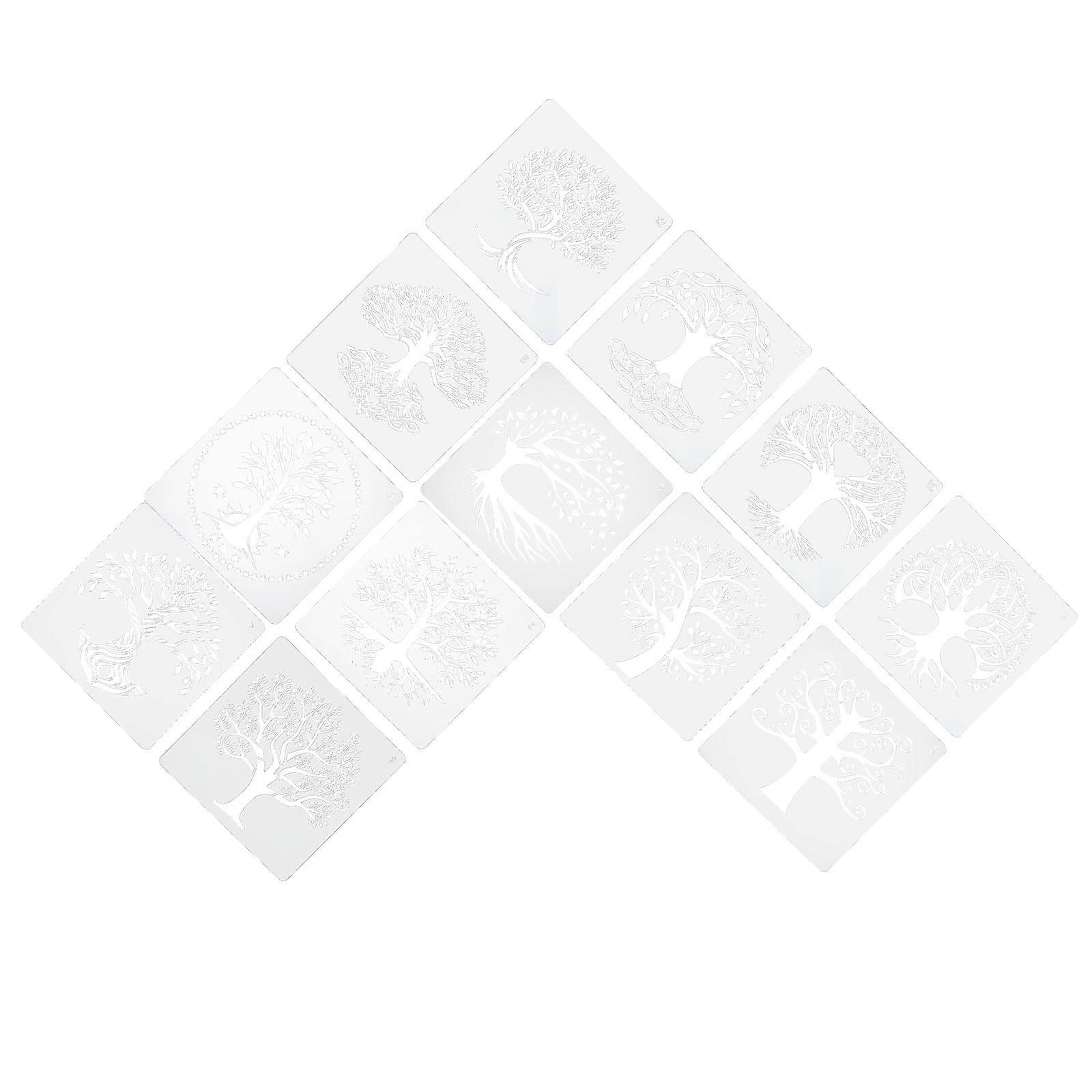 Tree Pattern Stencil Hollow Painting Templates for DIY with 12 Sheets