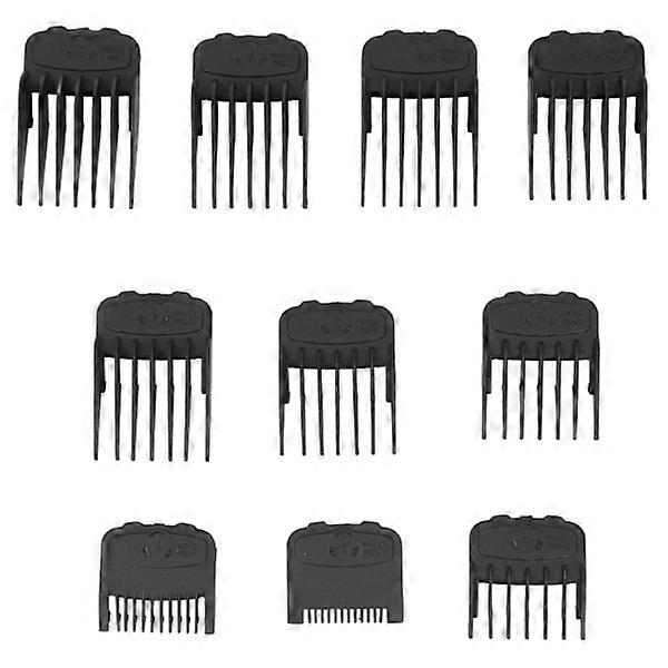 10 pcs Hair Trimmer Guide Comb Universal Clear Number Guide Comb Attachment Black with Storage Box